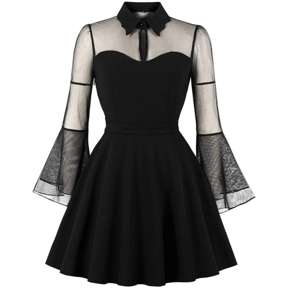 mesh bell sleeve dress